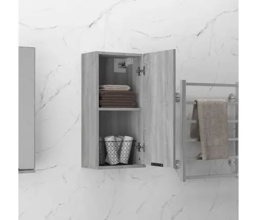 Prie Sienos Montuojama Vonios Spintelė, Pilka, 32X20X67Cm