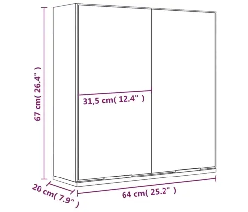 Vannasistabas Spoguļskapītis, Ozolkoka Krāsa, 64X20X67 Cm Vidaxl