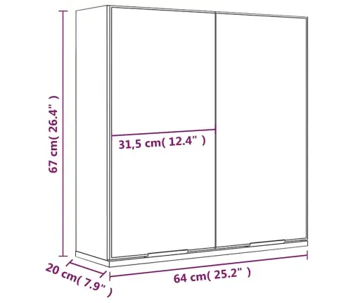 Vannasistabas Spoguļskapītis, Ozolkoka Krāsa, 64X20X67 Cm Vidaxl
