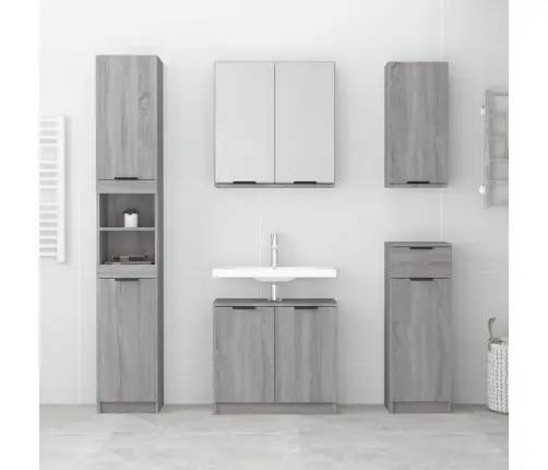 Vannasistabas Spoguļskapītis, Pelēka Ozola Krāsa, 64X20X67 Cm Vidaxl