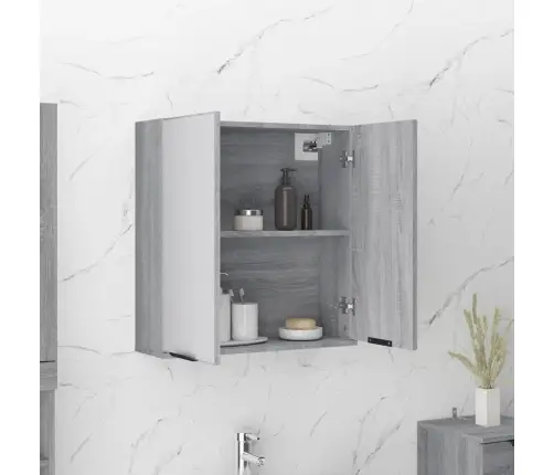 Vannasistabas Spoguļskapītis, Pelēka Ozola Krāsa, 64X20X67 Cm Vidaxl