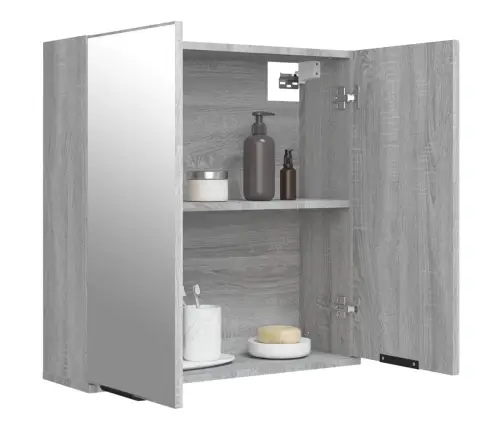 Vannasistabas Spoguļskapītis, Pelēka Ozola Krāsa, 64X20X67 Cm Vidaxl