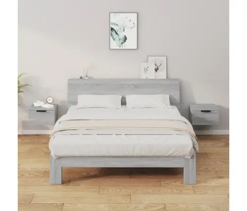 Sienas Naktsskapīši, 2 Gab., Pelēka Ozolkoka Krāsa, 34X30X20 Cm Vidaxl