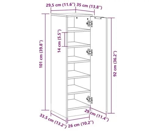 Apavu Skapītis, Ozolkoka Krāsa, 30X35X100 Cm, Inženierijas Koks Vidaxl