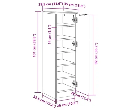 Jalatsikapp, Hall Sonoma Tamm, 30X35X100 cm Tehispuit