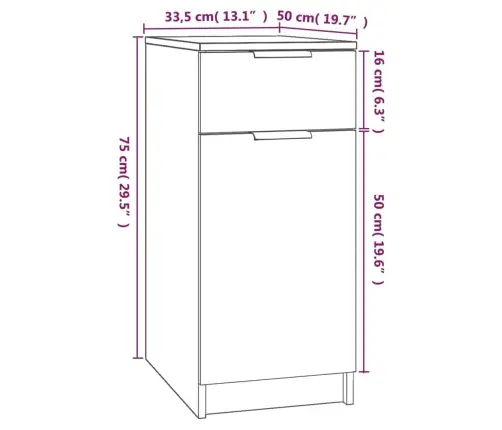 Sahtlikapp, Hall Sonoma Tamm, 33,5X50X75 cm Tehispuit