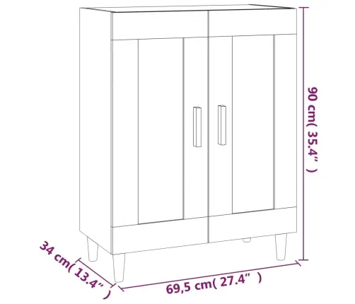 Kumode, Ozolkoka Krāsa, 69,5X34X90 Cm, Inženierijas Koks Vidaxl