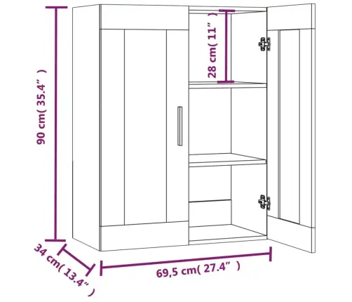 Seinakapp, Pruun Tamm, 69,5X34X90 Cm Seinakapp, Pruun Tamm, 69,5X34X90 Cm