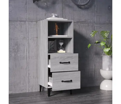 Kumode, Pelēka Ozolkoka, 34,5X34X90 Cm, Inženierijas Koks Vidaxl