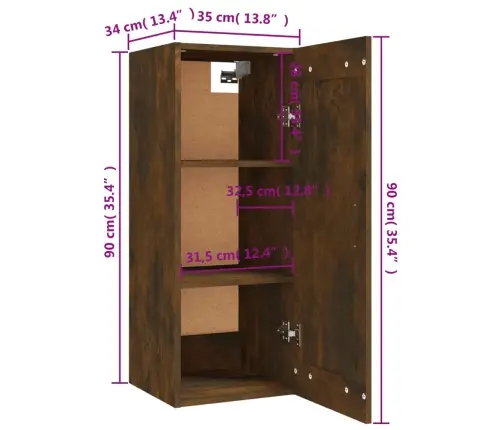 Piekarams Skapītis, Ozola Krāsa, 35X34X90 Cm, Inženierijas Koks Vidaxl