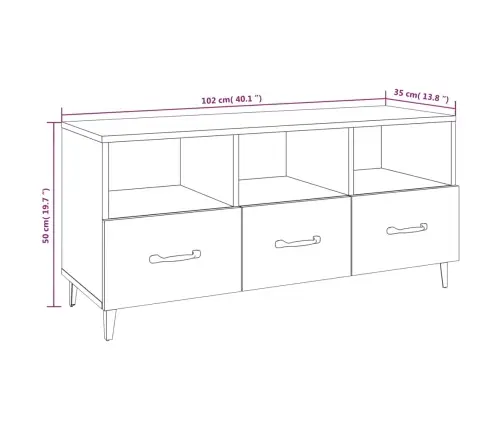 Tv Skapītis, Pelēka Koka Krāsa, 102X35X50 Cm, Inženierijas Koks Vidaxl