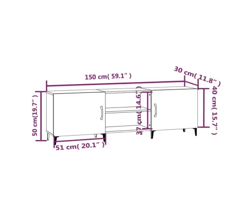Telerikapp, Pruun Tamm, 150X30X50 cm Tehispuit Telerikapp, Pruun Tamm, 150X30X50 cm Tehispuit