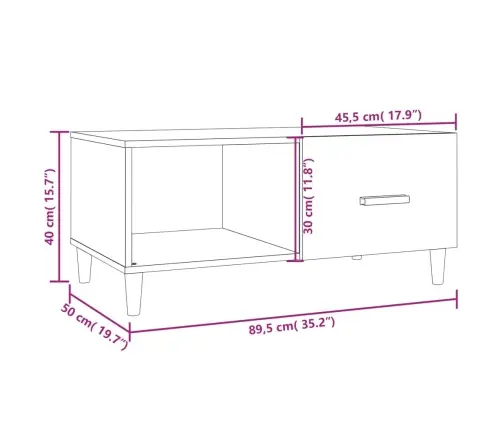 Kafijas Galdiņš, Ozola Krāsa, 89,5X50X40 Cm, Inženierijas Koks Vidaxl
