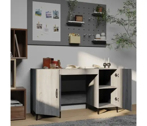 Rašomasis Stalas, Pilkas Ąžuolo, 140X50X75cm Apdirbta Mediena