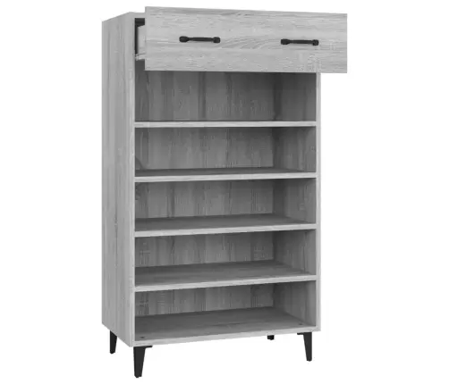 Apavu Skapītis, Pelēka Ozola, 60X35X105 Cm, Inženierijas Koks Vidaxl