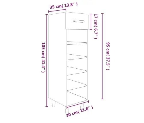 Apavu Skapītis, Ozolkoka Krāsa, 30X35X105 Cm, Inženierijas Koks Vidaxl
