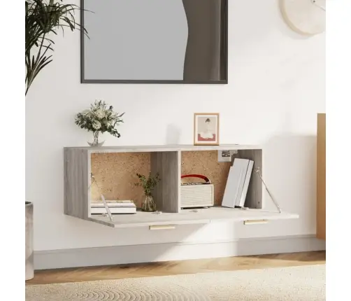 Sienas Skapītis, Pelēka Ozola, 100X36,5X35Cm, Inženierijas Koks Vidaxl