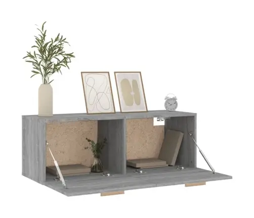 Sienas Skapītis, Pelēka Ozola, 100X36,5X35Cm, Inženierijas Koks Vidaxl