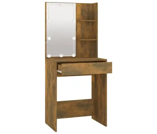 Spoguļgaldiņš Ar Led, Ozolkoka Krāsa, 60X40X140 Cm Vidaxl