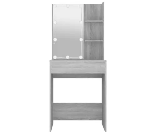 Spoguļgaldiņš Ar Led, Pelēka Ozolkoka Krāsa, 60X40X140 Cm Vidaxl