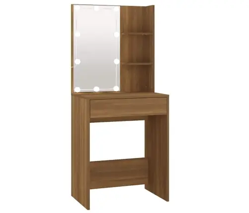 Spoguļgaldiņš Ar Led, Ozolkoka Krāsa, 60X40X140 Cm Vidaxl