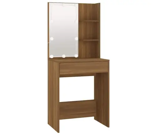 Spoguļgaldiņš Ar Led, Ozolkoka Krāsa, 60X40X140 Cm Vidaxl