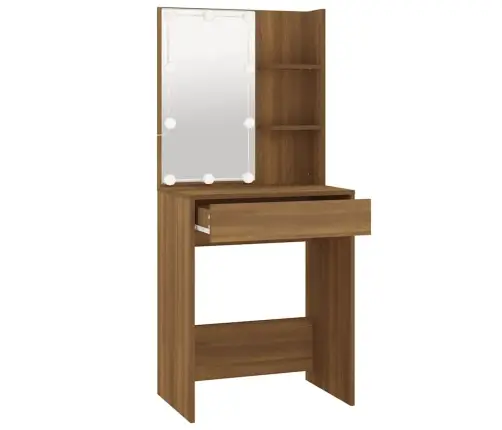 Spoguļgaldiņš Ar Led, Ozolkoka Krāsa, 60X40X140 Cm Vidaxl