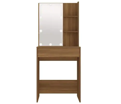 Spoguļgaldiņš Ar Led, Ozolkoka Krāsa, 60X40X140 Cm Vidaxl