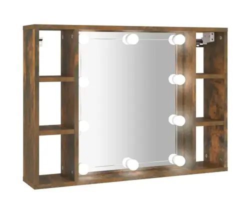 Spoguļskapītis Ar Led, Ozolkoka Krāsa, 76X15X55 Cm Vidaxl