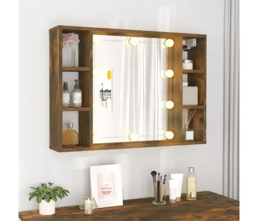 Spoguļskapītis Ar Led, Ozolkoka Krāsa, 76X15X55 Cm Vidaxl