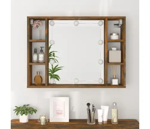 Spoguļskapītis Ar Led, Ozolkoka Krāsa, 76X15X55 Cm Vidaxl