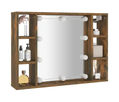 Spoguļskapītis Ar Led, Ozolkoka Krāsa, 76X15X55 Cm Vidaxl