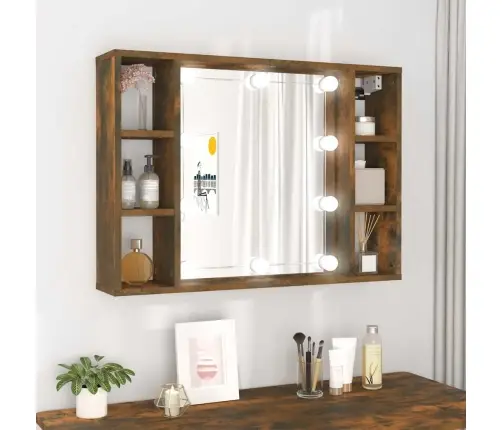 Spoguļskapītis Ar Led, Ozolkoka Krāsa, 76X15X55 Cm Vidaxl