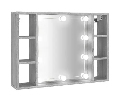 Veidrodinė Spintelė Su Led Apšvietimu, Pilka Ąžuolo, 76X15X55Cm