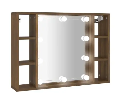 Spoguļskapītis Ar Led, Brūna Koka Krāsa, 76X15X55 Cm Vidaxl