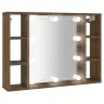 Spoguļskapītis Ar Led, Brūna Koka Krāsa, 76X15X55 Cm Vidaxl