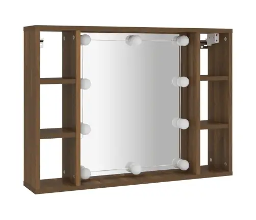 Spoguļskapītis Ar Led, Brūna Koka Krāsa, 76X15X55 Cm Vidaxl