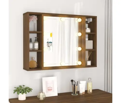 Spoguļskapītis Ar Led, Brūna Koka Krāsa, 76X15X55 Cm Vidaxl