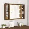Spoguļskapītis Ar Led, Brūna Koka Krāsa, 76X15X55 Cm Vidaxl