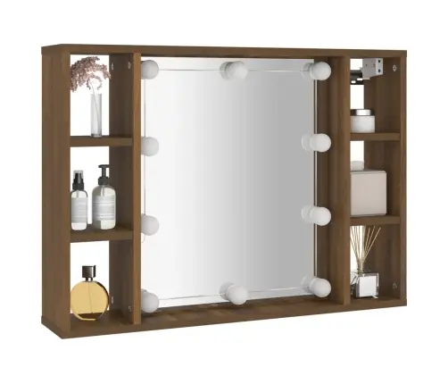 Spoguļskapītis Ar Led, Brūna Koka Krāsa, 76X15X55 Cm Vidaxl