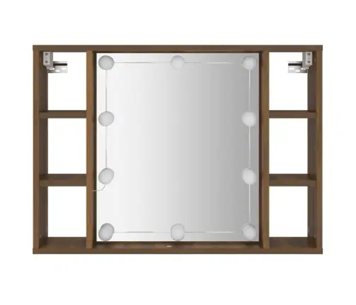 Spoguļskapītis Ar Led, Brūna Koka Krāsa, 76X15X55 Cm Vidaxl