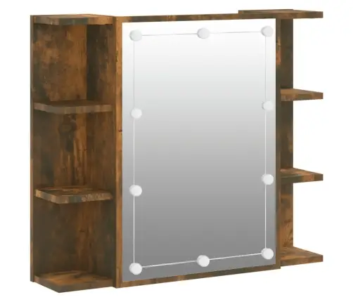 Spoguļskapītis Ar Led, Ozolkoka Krāsa, 70X16,5X60 Cm Vidaxl