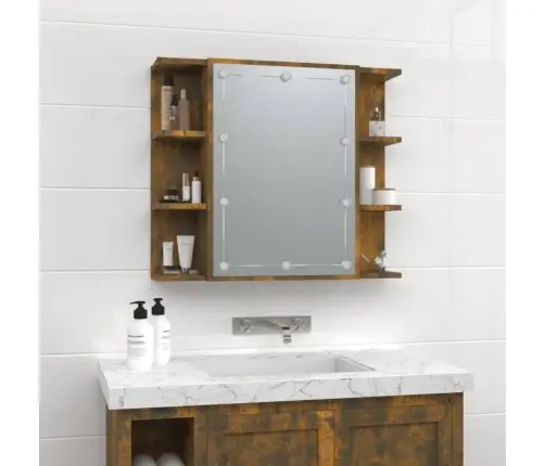 Spoguļskapītis Ar Led, Ozolkoka Krāsa, 70X16,5X60 Cm Vidaxl