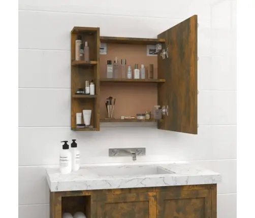 Spoguļskapītis Ar Led, Ozolkoka Krāsa, 70X16,5X60 Cm Vidaxl