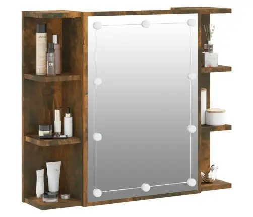 Spoguļskapītis Ar Led, Ozolkoka Krāsa, 70X16,5X60 Cm Vidaxl
