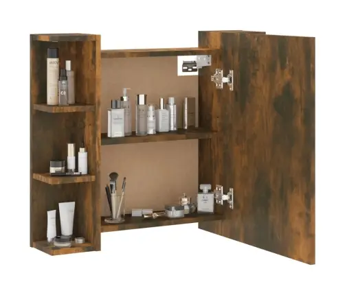 Spoguļskapītis Ar Led, Ozolkoka Krāsa, 70X16,5X60 Cm Vidaxl