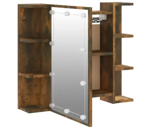 Spoguļskapītis Ar Led, Ozolkoka Krāsa, 70X16,5X60 Cm Vidaxl