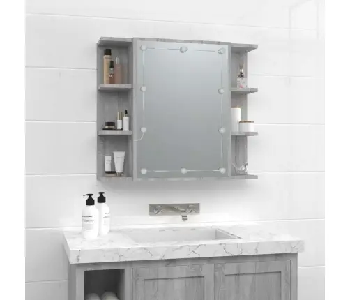 Veidrodinė Spintelė Su Led, Pilka Ąžuolo, 70X16,5X60Cm