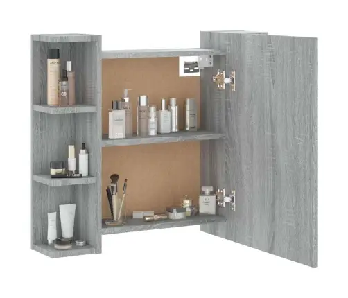 Veidrodinė Spintelė Su Led, Pilka Ąžuolo, 70X16,5X60Cm