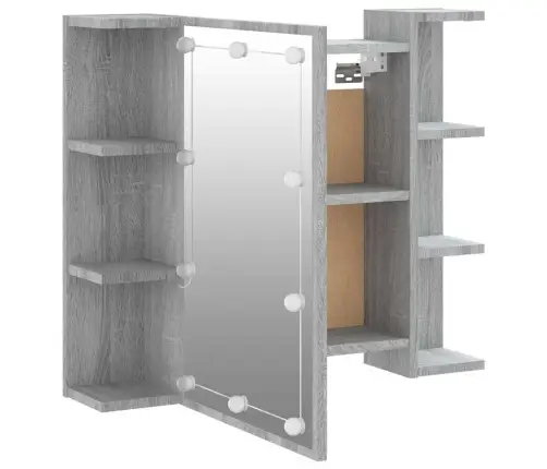 Veidrodinė Spintelė Su Led, Pilka Ąžuolo, 70X16,5X60Cm